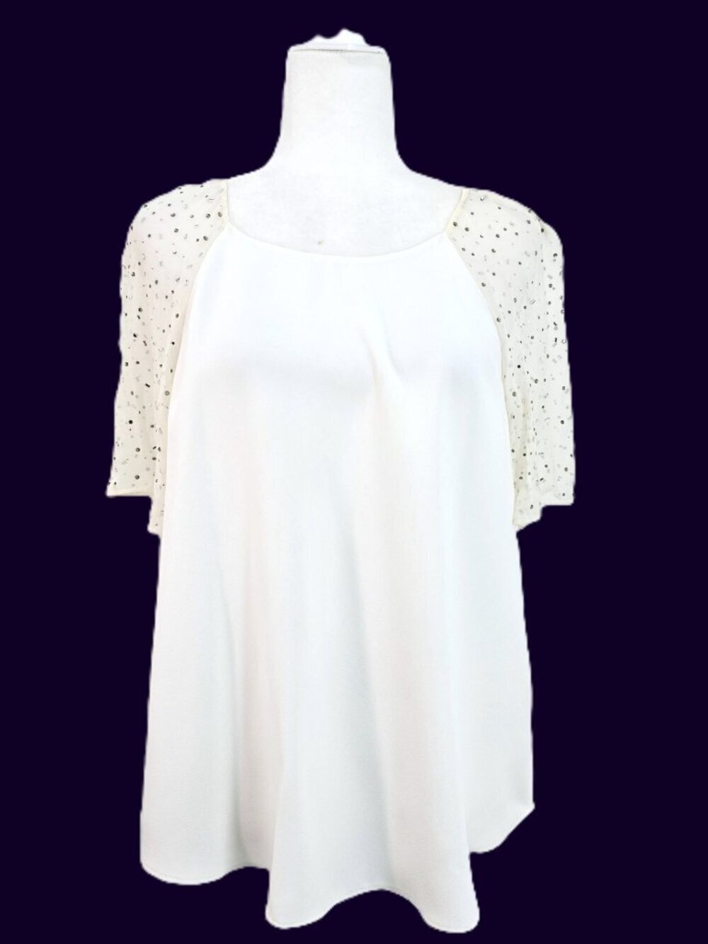 Rebecca Taylor White Silk Sleeve Studded Dainty Blouse Women Size 10